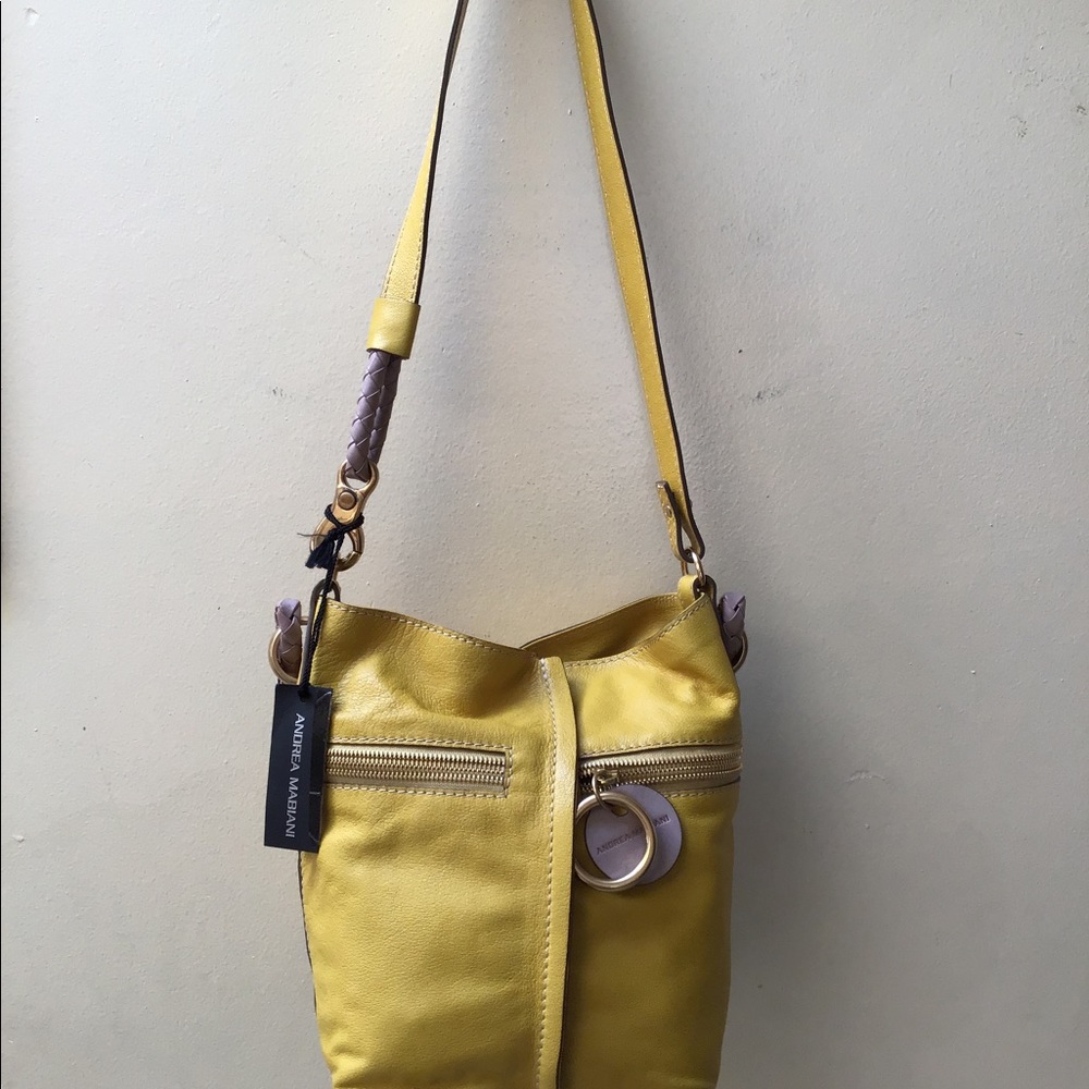 Andrea Mabiani Italian leather yellow bucket bag